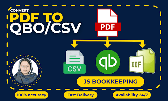 convert PDF transactions into qbo, iif, CSV, excel for quickbooks import