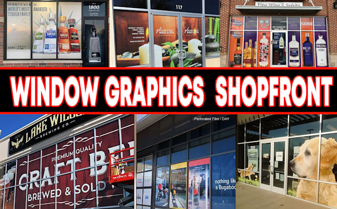 create  modern and unique shopfront, storefront and window graphic