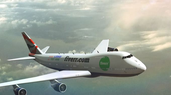 add your logo on flying boeing airplane video