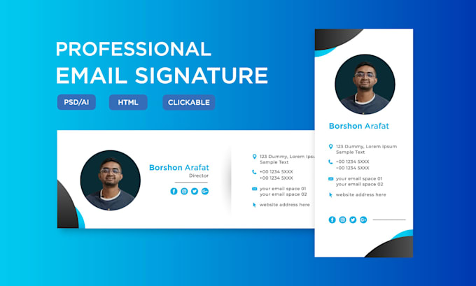 design clickable HTML email signature footer