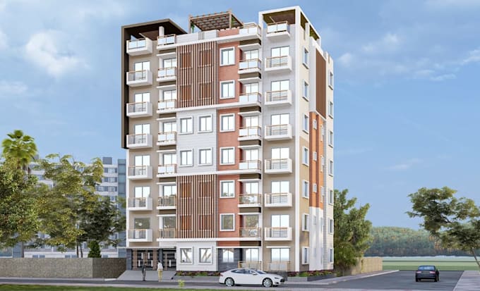 rebuild 3d modern story residential complex,apartment layout,cgi exterior facade