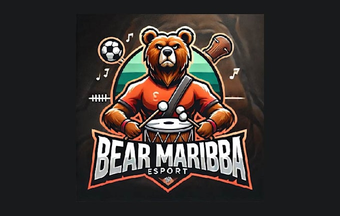 design a unique bear marimba mascot logo within two day