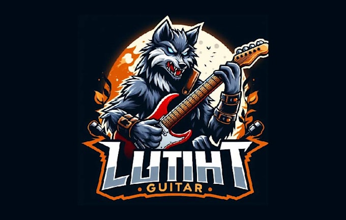 design an wolf guitar mascot logo with creative concepts