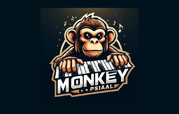 make an monkey piano mascot logo with creative concepts