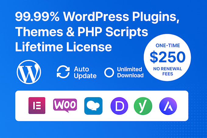 provide all wordpress plugin,theme with lifetime auto update unlimited download