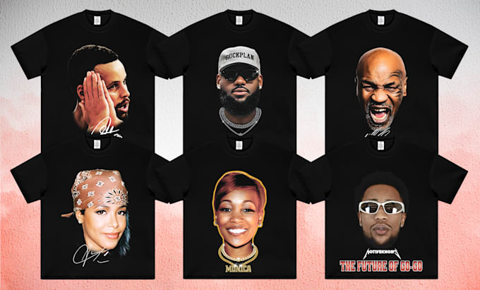 create bootleg big face tee, nba NFL graphic streetwear t shirt design