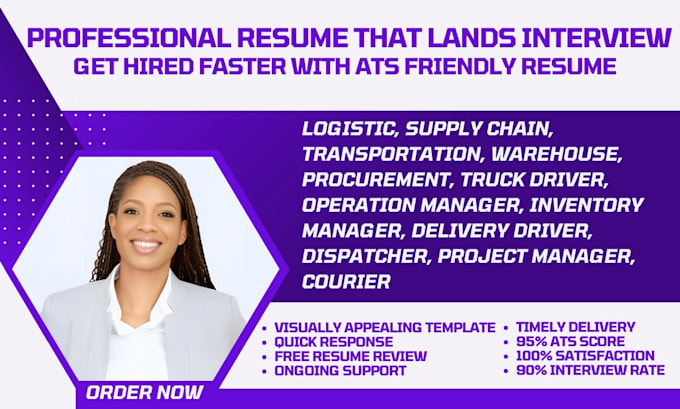 write a logistic, supply chain, transportation, delivery driver, dispatch resume