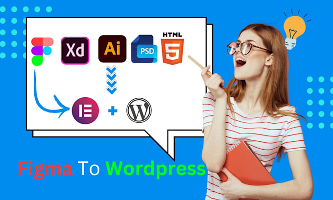 convert figma to wordpress, PSD to wordpress, figma to elementor