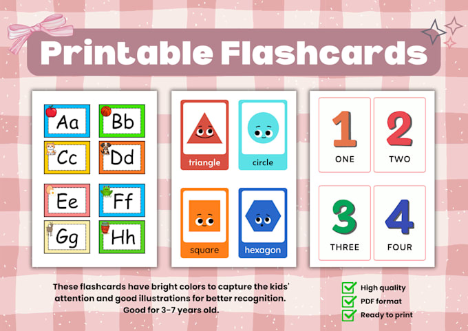 Create printable educational flashcards for kids by Hazeledits Fiverr