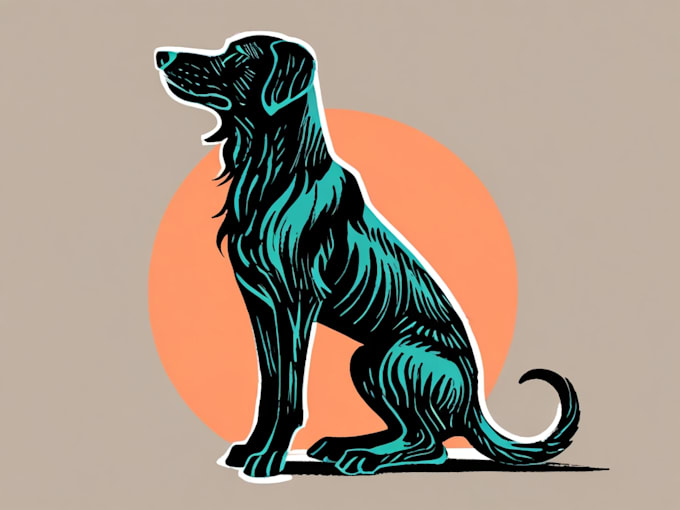 make a dog portrait illustration in linocut style