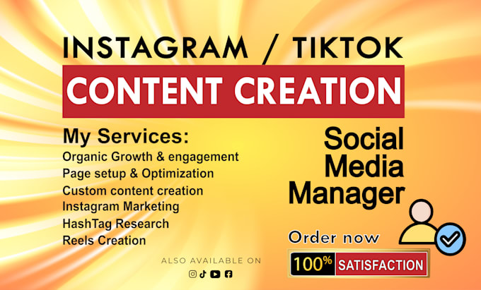 be your facebook, instagram, and tiktok content creator