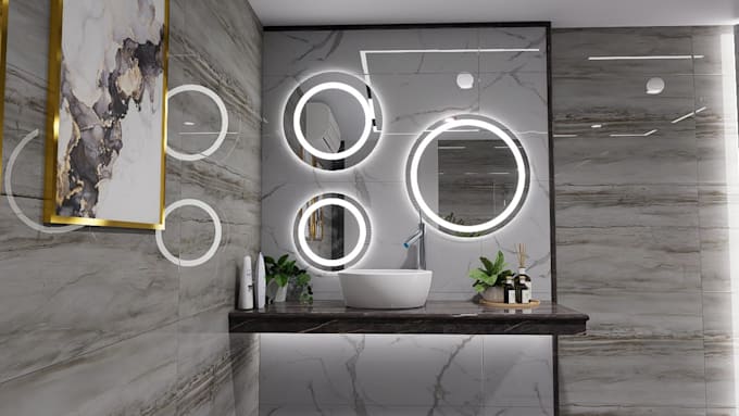 design modern bathroom interior with realistic 3d rendering