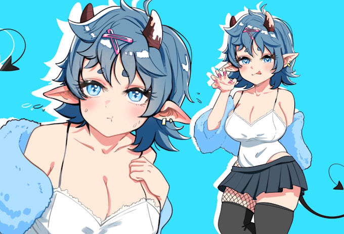 draw custom anime visual novel character sprites with expressions