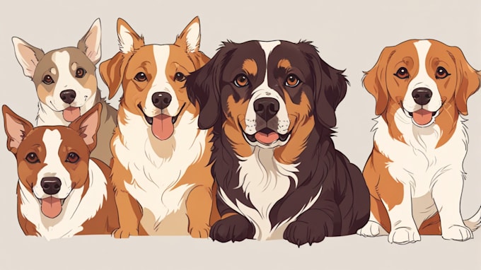 draw vector line art dog or pet portraits