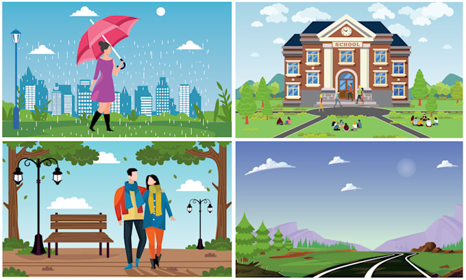 Draw custom 2d flat illustration by Graphics_maya6 | Fiverr