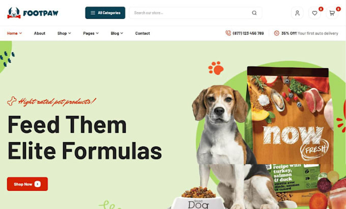 design animal feed shopify animal food store pet food website dog food store