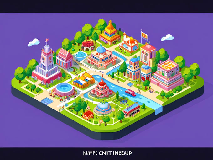 design unique flat vector map illustration, festival, event, city isometric map