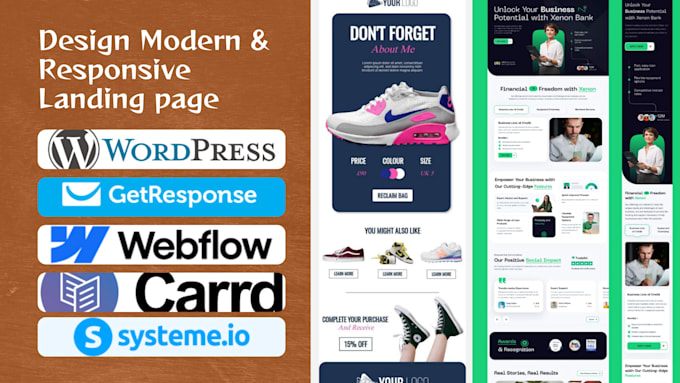 design wix keap getresponse wordpress systeme io carrd co webflow landing page