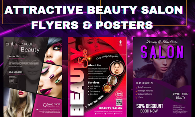 design fashion, beauty salon, makeup,spa massage, menu rate list flyers posters