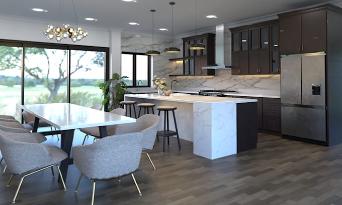 design functional kitchen,  bathroom layout with 3d rendering