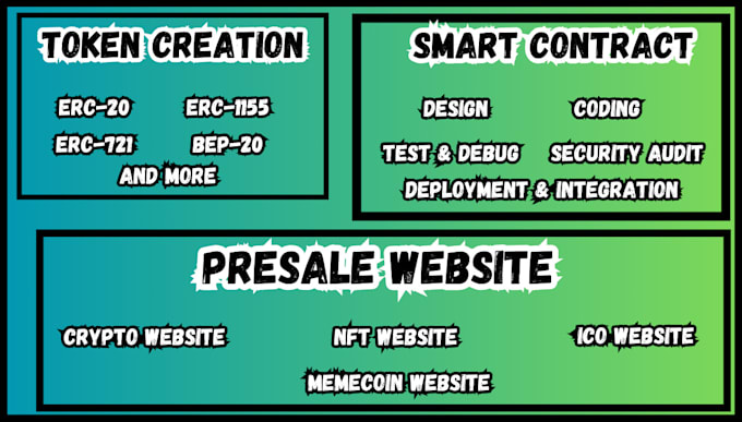create bep20, erc20 token, staking presale website, ico website, smart contract