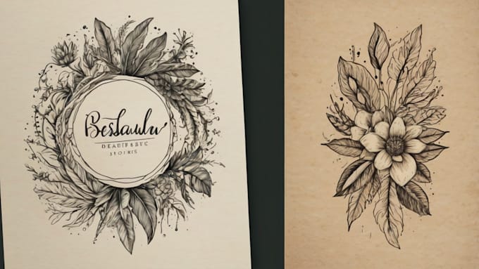create beautiful hand drawn botanical boho logo
