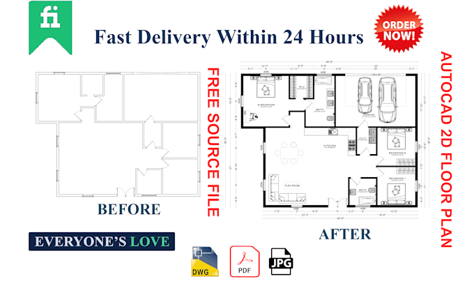 draw your floor plan any architectural drawing city permit drawing in autocad 2d