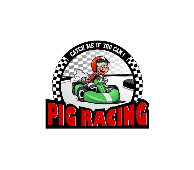 make awesome pig racing sports logo