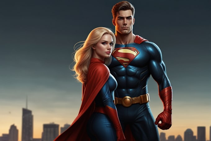 draw amazing couple superhero character