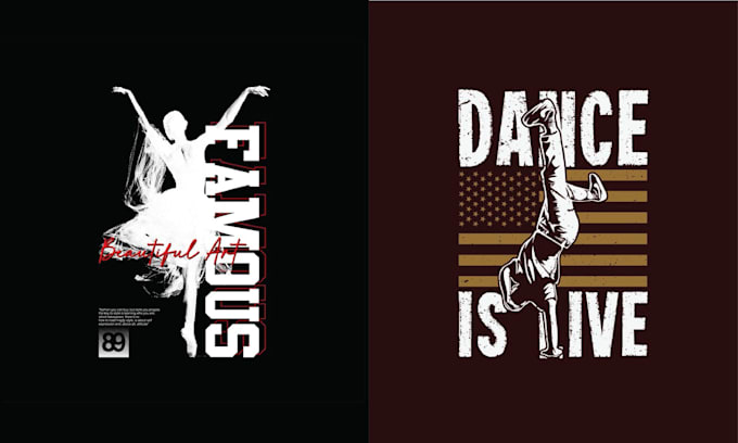 do hand drawn dance studio logo and t shirt design