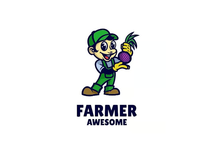 make farmer and mascot cartoon character logo