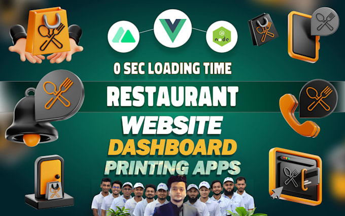 build super fast restaurant website with dashboard, cloud printing app