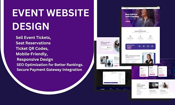 build event ticket websites with bookings, qr codes for rentals, weddings