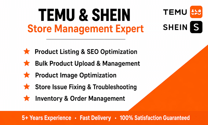 temu, shein store setup, product listing, optimization and product images design