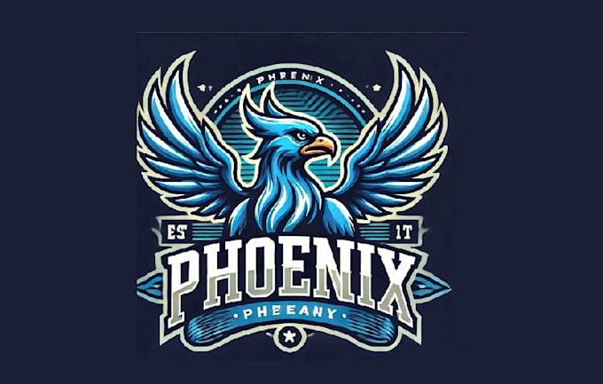 design unique blue phoenix mascot logo with express delivery