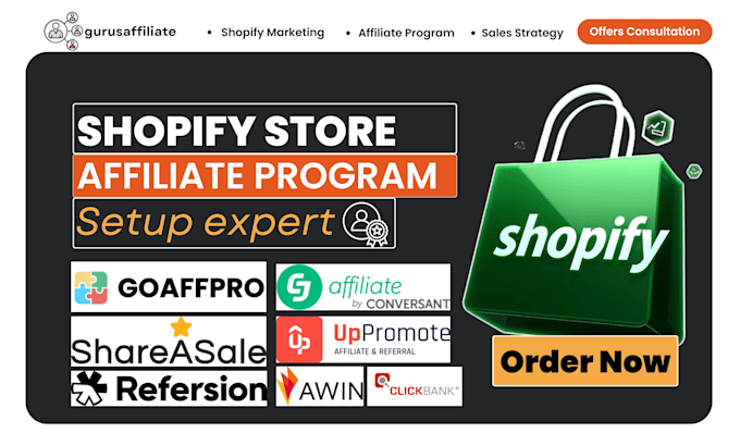 set up shopify store affiliate marketing program cj clickbank shareasale network