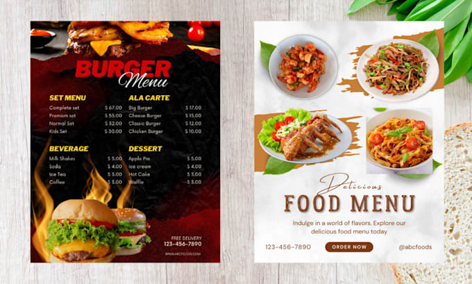 design a restaurant menu, bar menu, cafe menu, or digital menu