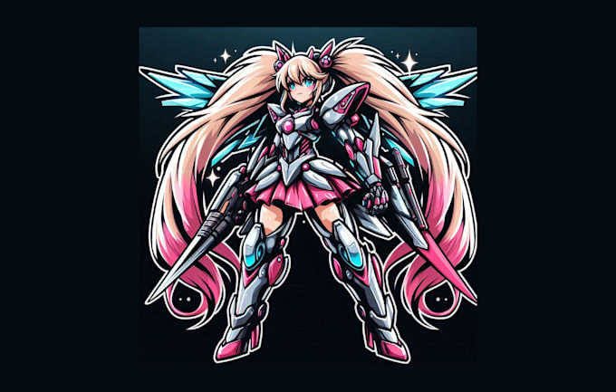 design a unique mecha girl mascot logo with fresh concepts