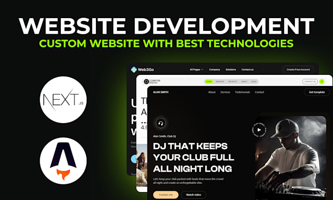 build modern and professional websites with next or astro js