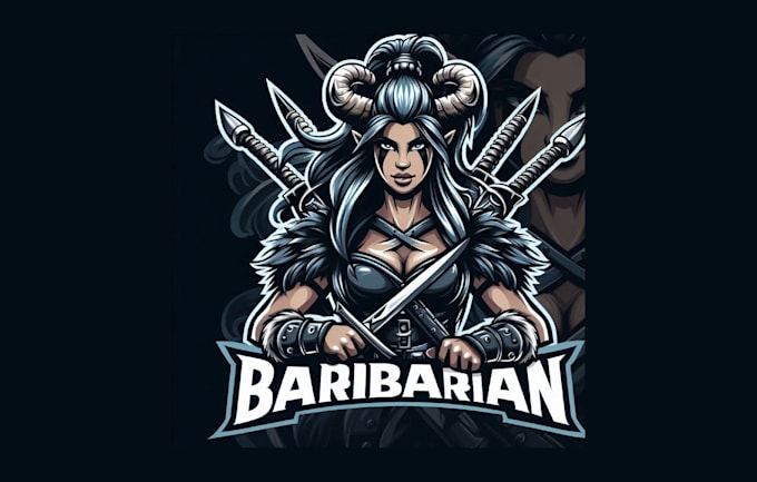 do unique female barbarian mascot logo with creative concept