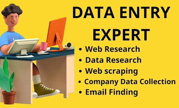 do accurate data entry, web research and data research