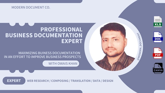 do professional commercial documentation in word excal and in canva