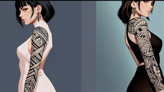 create sleeve tattoo design in geometric style