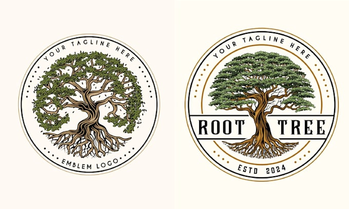 create vintage natural tree logo