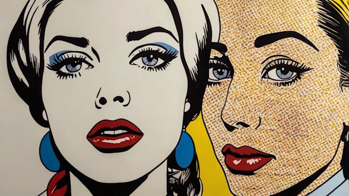 draw a retro pop art roy lichtenstein style