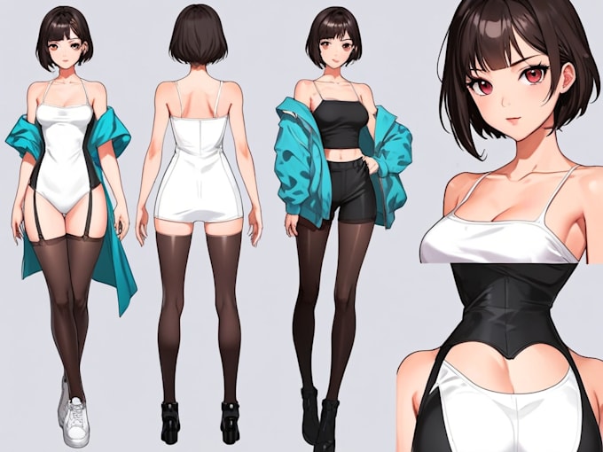 draw anime character sheet for you