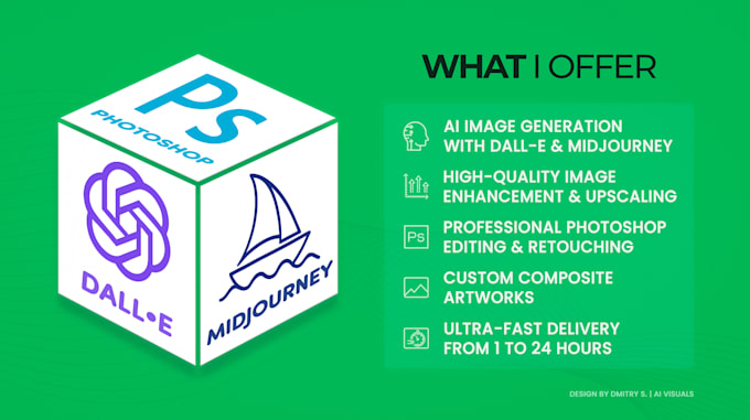 create ai art with dall e 3 and midjourney, refined in photoshop