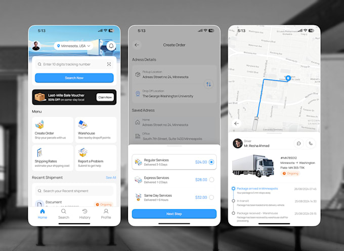 develop logistics app, route planning app, transportation app, gps tracking app