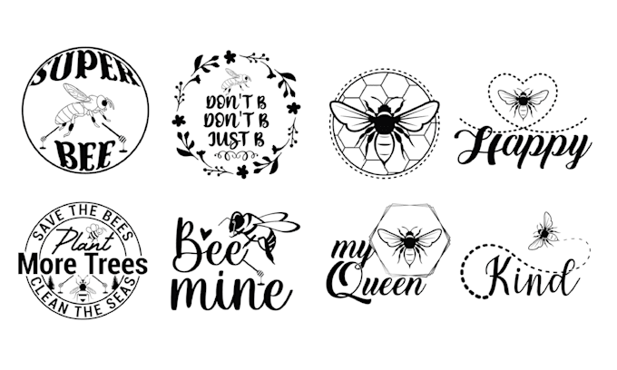 create hand drawn bee logo