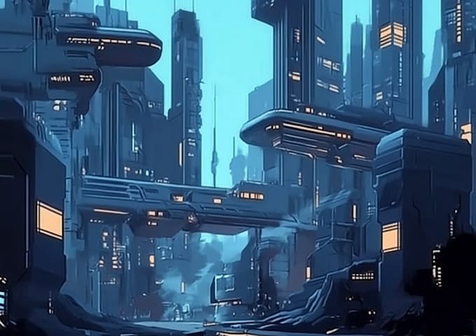Draw cyberpunk futuristic city art by Ardenbeatrix | Fiverr